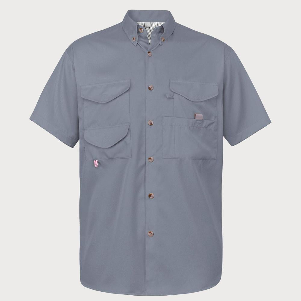 Weardear Men's Short Sleeve Fishing Shirt Sun Protection Travel Work Shirts  Casual Button Shirts with Zipper Pockets