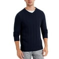 thumbnail image 1 of Weardear Mens Drop-Needle V Neck Sweater Wide-Striped Pullover Tops, 1 of 4