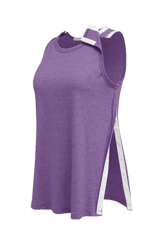 Post Shoulder Surgery Tank Tops for Women Sleeveless Tear Away Chemo Port Access Shirts with Snap Button