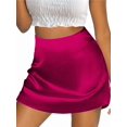 thumbnail image 1 of Weardear Silk Skirts for Women 2025 Summer Mini Skirt Elastic High Waisted A Line Skirt with Zipper, 1 of 4