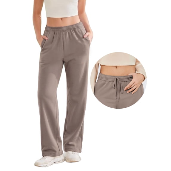 Weardear Straight Leg High Waisted Sweatpants Womens Casual Workout Pants with Inner Drawstring and Side Pockets