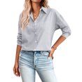 thumbnail image 1 of Weardear Striped Button Down Shirts for Women Casual Loose Long Sleeve Cotton Tops Business Work Tunic Blouse, 1 of 7