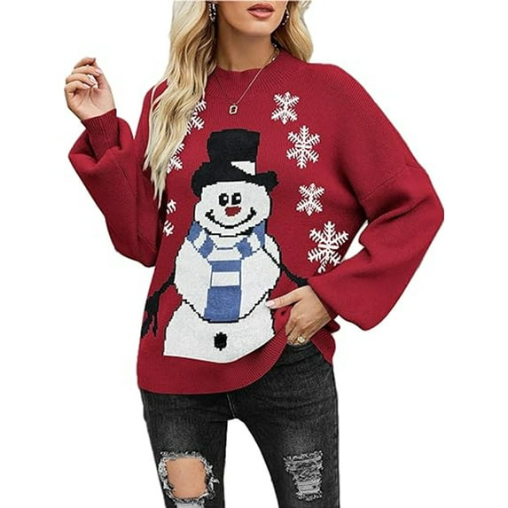 Weardear Sweaters for Women 2024 Fashion Trendy Lantern Long Sleeve Mockneck Pullover Fall Knit Sweater Tops