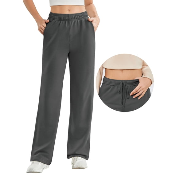 Weardear Tall Straight Leg High Waisted Sweatpants Womens Casual Workout Pants with Inner Drawstring and Side Pockets