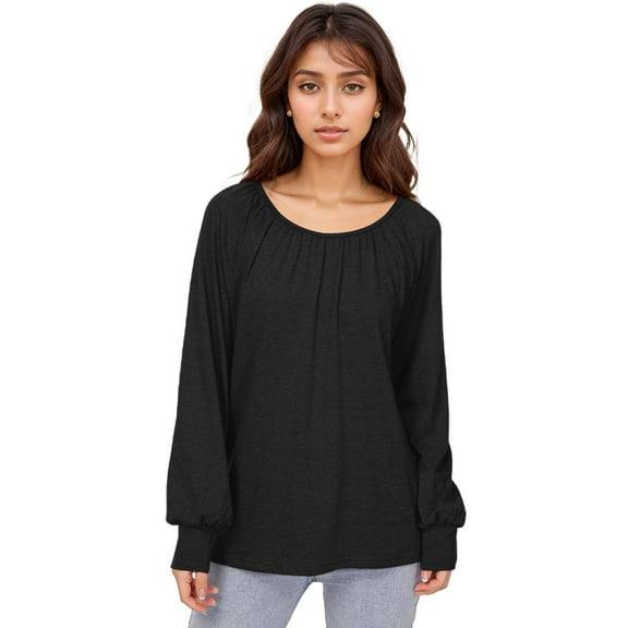 Weardear Tunic Tops for Women Loose Fit Long Sleeve Shirts Crew Neck Tops