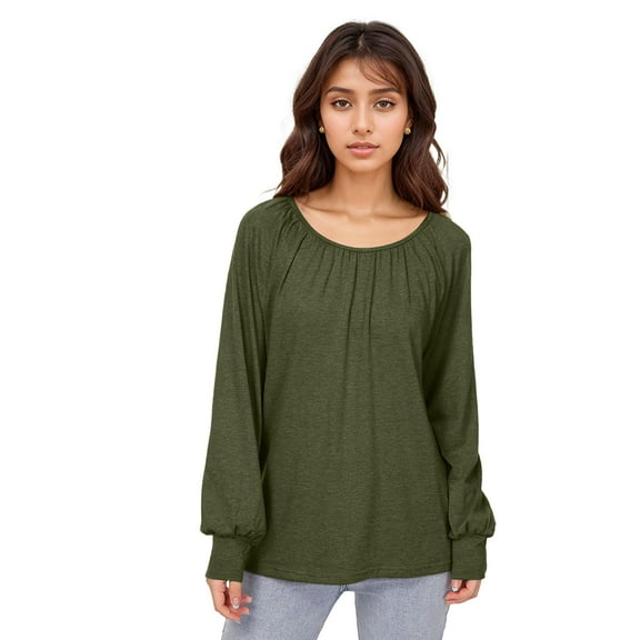 Weardear Tunic Tops for Women Loose Fit Long Sleeve Shirts Crew Neck Tops