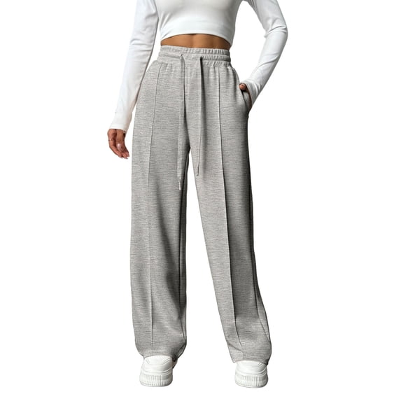 Weardear Wide Leg Sweatpants for Women Drawstring Elastic Pants with Pockets High Waisted Workout Baggy Sweatpants