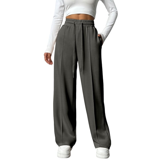 Weardear Wide Leg Sweatpants for Women Drawstring Elastic Pants with Pockets High Waisted Workout Baggy Sweatpants