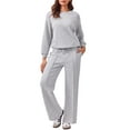 thumbnail image 1 of Weardear Women 2 Piece Sets Long Sleeve Sweatshirts Travel Outfits Drawstring Straight Leg Pants Sweatsuit Set, 1 of 6