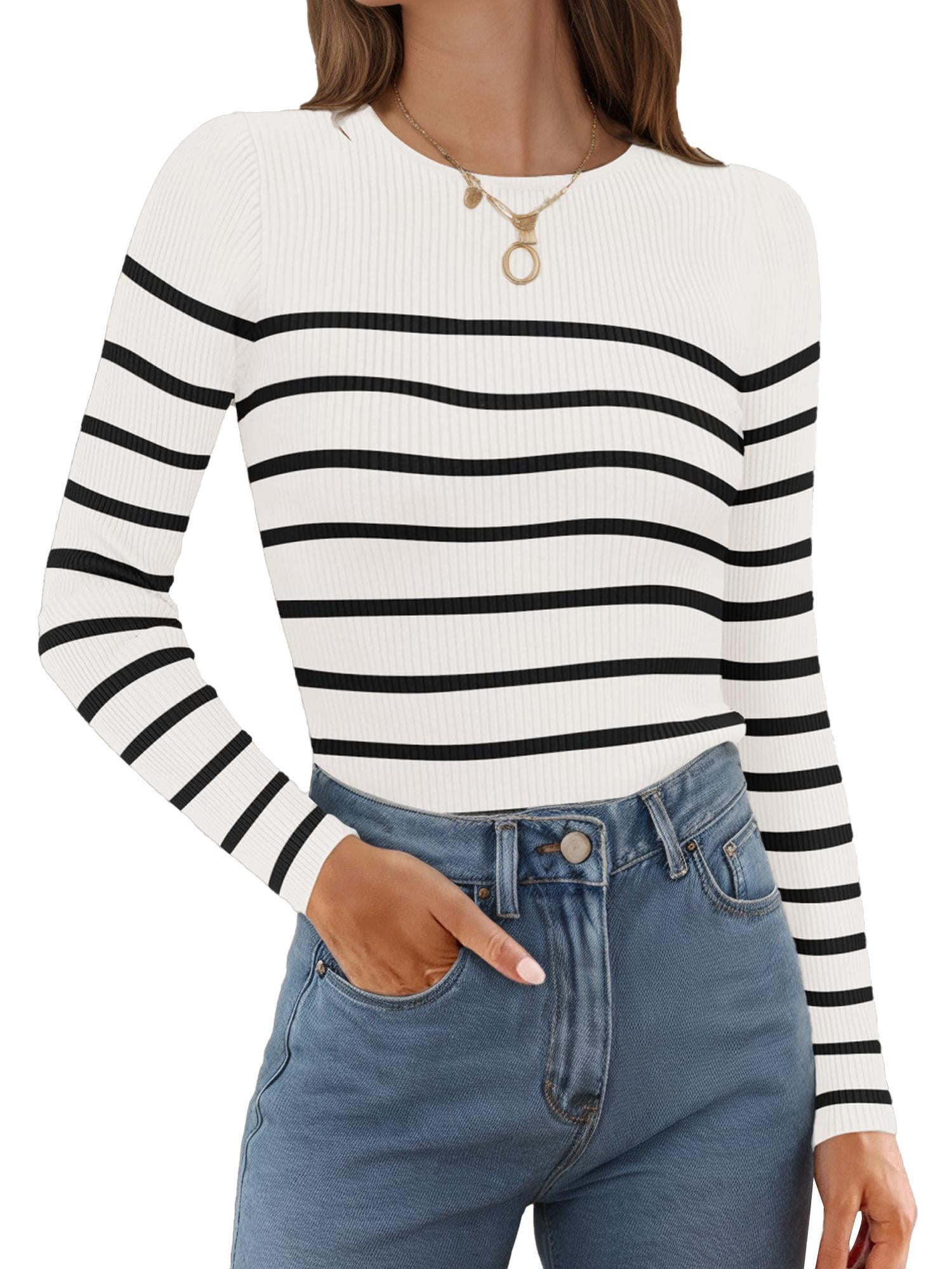 Round Neck Striped Colorblock Sweater Round Neck Striped Colorblock Sweater