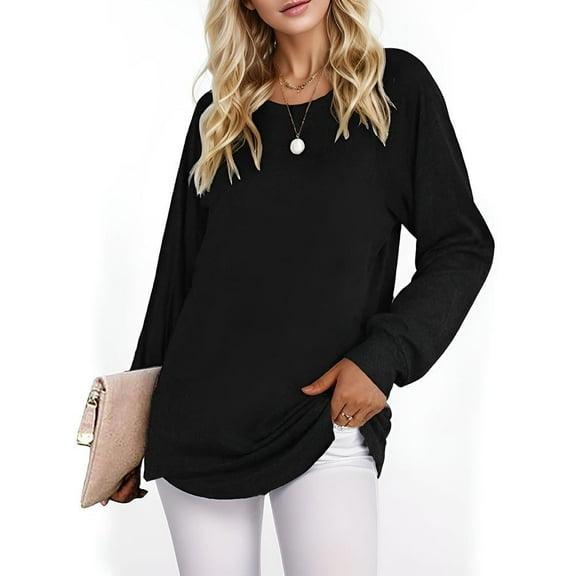 Weardear Women Long Sleeve Tunic Tops Casual Loose Fit Crew neck Shirts Basic Fall Pullover Outfits, Size S-XXL