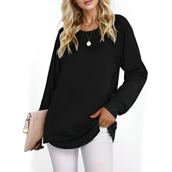 Weardear Women Long Sleeve Tunic Tops Casual Loose Fit Crew neck Shirts Basic Fall Pullover Outfits, Size S-XXL