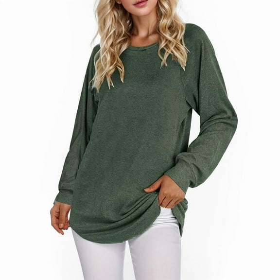 Weardear Women Long Sleeve Tunic Tops Casual Loose Fit Crew neck Shirts Basic Fall Pullover Outfits, Size S-XXL