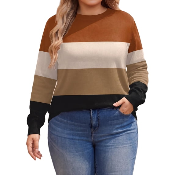 Weardear Plus Size Sweaters for Women Long Sleeve Crew Neck Fall Pullover Sweater