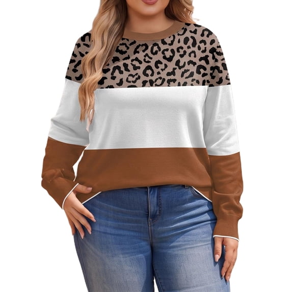Weardear Plus Size Sweaters for Women Long Sleeve Crew Neck Fall Pullover Sweater