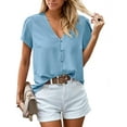 thumbnail image 1 of Weardear Women Short Sleeve Tops Summer Western Chiffon Blouses Dressy Casual Work Pearl Shirts, 1 of 6