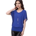 thumbnail image 1 of Weardear Women's Batwing Chiffon T-shirts Short Sleeve Loose Casual Round Neck Elegant Top Blouse, 1 of 5