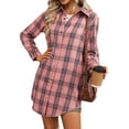 thumbnail image 1 of Weardear Women's Button Down Shirt Flannel Shirt 2025 Fall Long Sleeve Plaid Shacket Snap Button Tops, 1 of 5