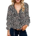 thumbnail image 1 of Weardear Womens Boho Floral Printed Blouse Dressy Tops Drawstring Casual V Neck Lantern Long Sleeve Shirts, 1 of 8