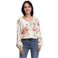 thumbnail image 1 of Weardear Women's Casual Floral Print V Neck Long Sleeve T Shirt Blouses, 1 of 7