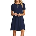 thumbnail image 1 of Weardear Womens Summer Casual Short Sleeve Dress Swing Plain Simple Dress Boho Beach T-Shirt Dress, 1 of 6