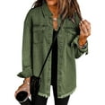 thumbnail image 1 of Weardear Women's Denim Jackets Long Sleeve Button Down Casual Frayed Hem Shacket Jean Jacket, 1 of 5