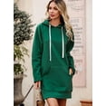 thumbnail image 1 of Weardear Women's Extra Long Hoodie with Pocket Loose Solid Color Long Sleeve Pullover Sweatshirt Tops Dark Green,L, 1 of 7
