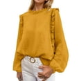thumbnail image 1 of Weardear Women's Fall Fashion Blouse Dressy Casual Long Sleeve Crewneck Ruffle Tops Shirt Loose Pullover, 1 of 7