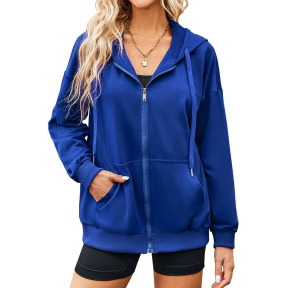 Weardear Women's Full Zip Up Lightweight Hoodies Oversize Thin Long Sleeve Casual Hooded Jackets with Pockets