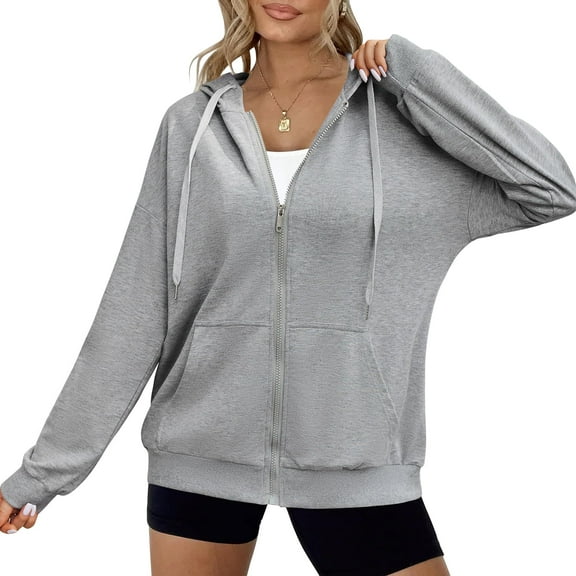 Weardear Women's Full Zip Up Lightweight Hoodies Oversize Thin Long Sleeve Casual Hooded Jackets with Pockets