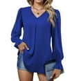 thumbnail image 1 of Weardear Women's Long Sleeve V Neck Dress Chiffon Tops Tee Casual Shirts Loose Elegant Work Blouse Spring Fall, 1 of 6