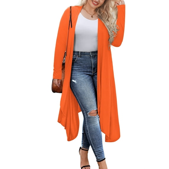 Weardear Women's Plus Size Cardigan Long Sleeve Open Front Drape Cardigans Lightweight Long Duster