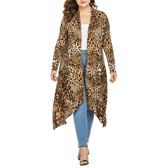 Weardear Women's Plus Size Cardigan Long Sleeve Open Front Drape Cardigans Lightweight Long Duster