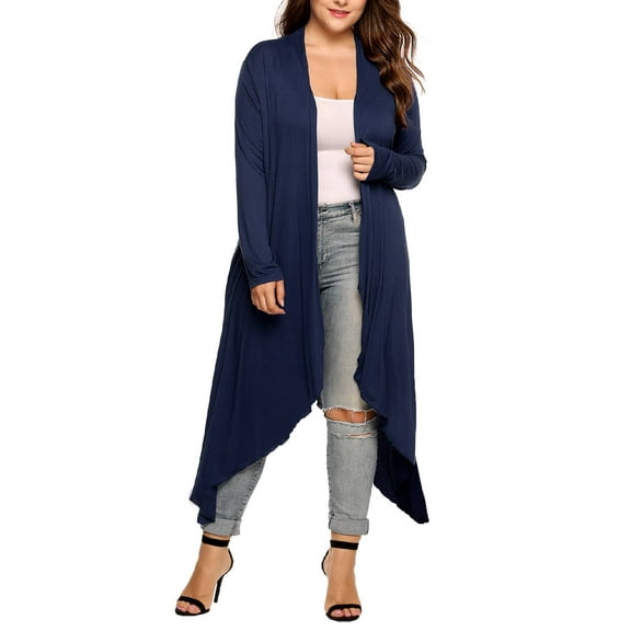 Weardear Women's Plus Size Long Cardigans Long Sleeve Duster Cardigan Lightweight Sweater