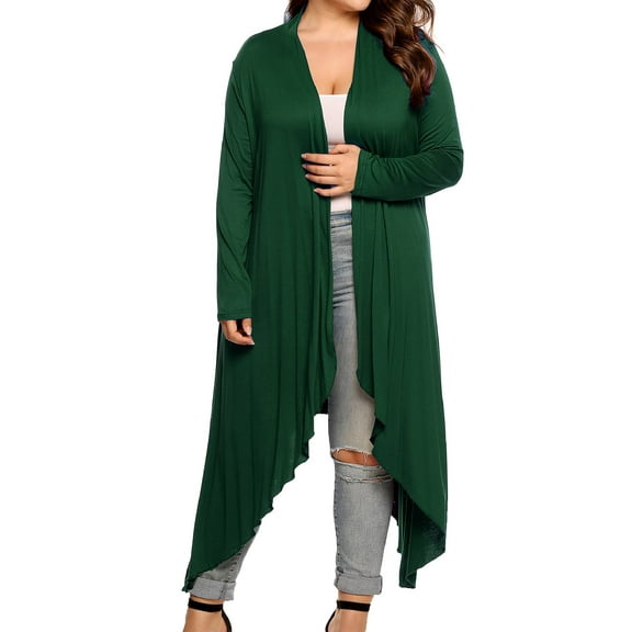 Weardear Women's Plus Size Long Cardigans Long Sleeve Duster Cardigan Lightweight Sweater