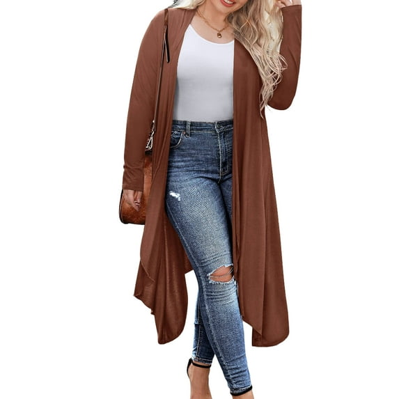 Weardear Women's Plus Size Long Cardigans Long Sleeve Duster Cardigan Lightweight Sweater