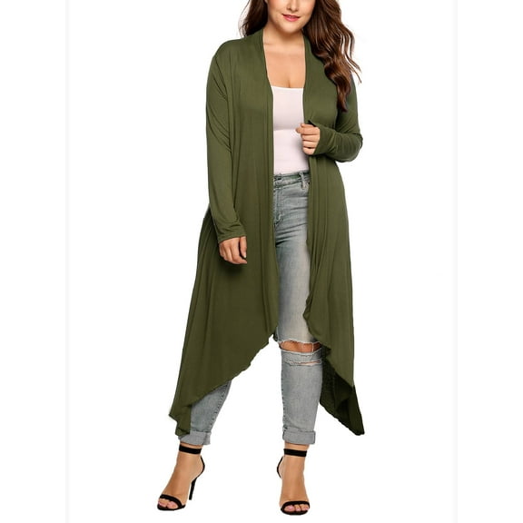 Weardear Women's Plus Size Long Cardigans Long Sleeve Duster Cardigan Lightweight Sweater