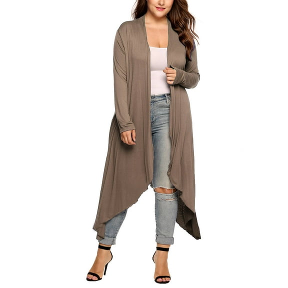 Weardear Women's Plus Size Long Cardigans Long Sleeve Duster Cardigan Lightweight Sweater