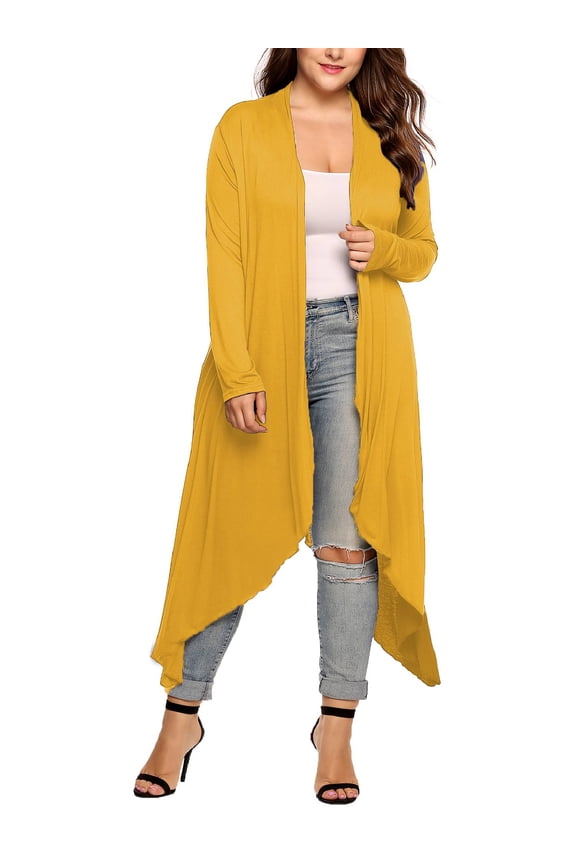 Women's Plus Size Long Cardigans Long Sleeve Duster Cardigan Lightweight Sweater
