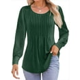 thumbnail image 1 of Weardear Women's Long Puff Sleeve Tunic Tops Pleated Crew Neck Blouses Dressy Casual Fall Blouses, 1 of 8