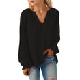 thumbnail image 1 of Weardear Women's Smocked Long Sleeve V-Neck Blouse, Casual Chiffon Tops, 1 of 7