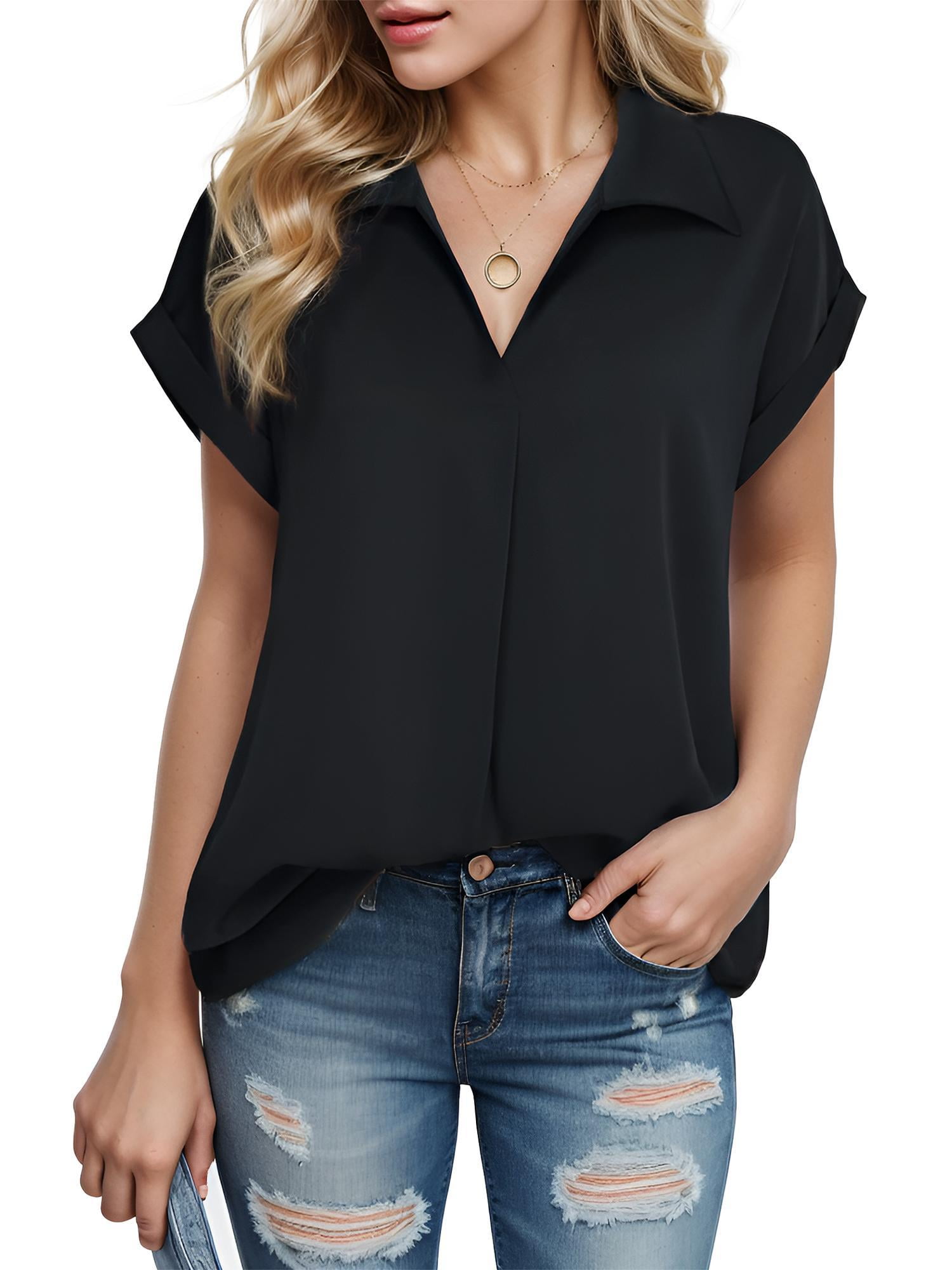 Weardear Short Sleeve Blouses for Women Dress Work Shirts Business ...