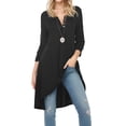 thumbnail image 1 of Weardear Women's Tunic Tops Flowy High Low Blouse 3/4 Sleeve Button V Neck Long Shirt Dress Loose Tee, 1 of 6