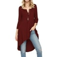 thumbnail image 1 of Weardear Women's Tunic Tops Flowy High Low Blouse 3/4 Sleeve Button V Neck Long Shirt Dress Loose Tee, 1 of 6