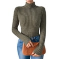 thumbnail image 1 of Weardear Women's Turtleneck Sweaters 2024 Fall Fitted Long Sleeve Pullover Sweater Ribbed Knit Basic Tops, 1 of 9