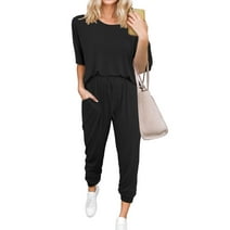 Weardear Women's Two Piece Outfit Short Sleeve Pullover with Drawstring Long Pants Tracksuit Jogger Set Active Wear