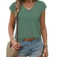 thumbnail image 1 of Weardear Women's V Neck T Shirts Eyelet Tank Top Cap Sleeve Summer Casual Blouses, S-XXL, 1 of 5