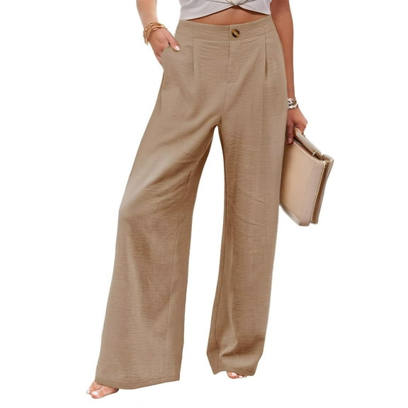 Weardear Women's Wide Leg Pants High Elastic Waist Back Trendy Business Work Trousers Long Casual Pants with Pockets