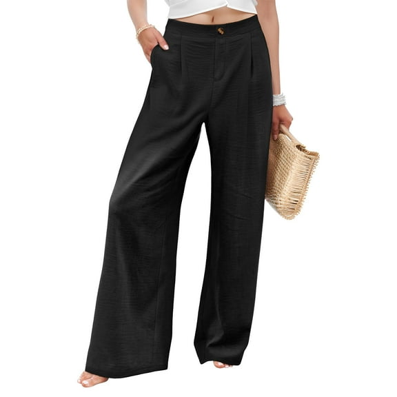 Weardear Women's Wide Leg Pants High Elastic Waist Back Trendy Business Work Trousers Long Casual Pants with Pockets