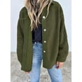 thumbnail image 1 of Weardear Women's Winter Plush Hoodie Button Jacket with Pockets Oversized Warm Coat Green S-XXL, 1 of 6